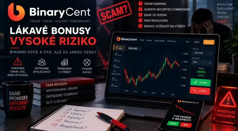 BinaryCent recenze 2026: zkušenosti, výběry, poplatky a regulace